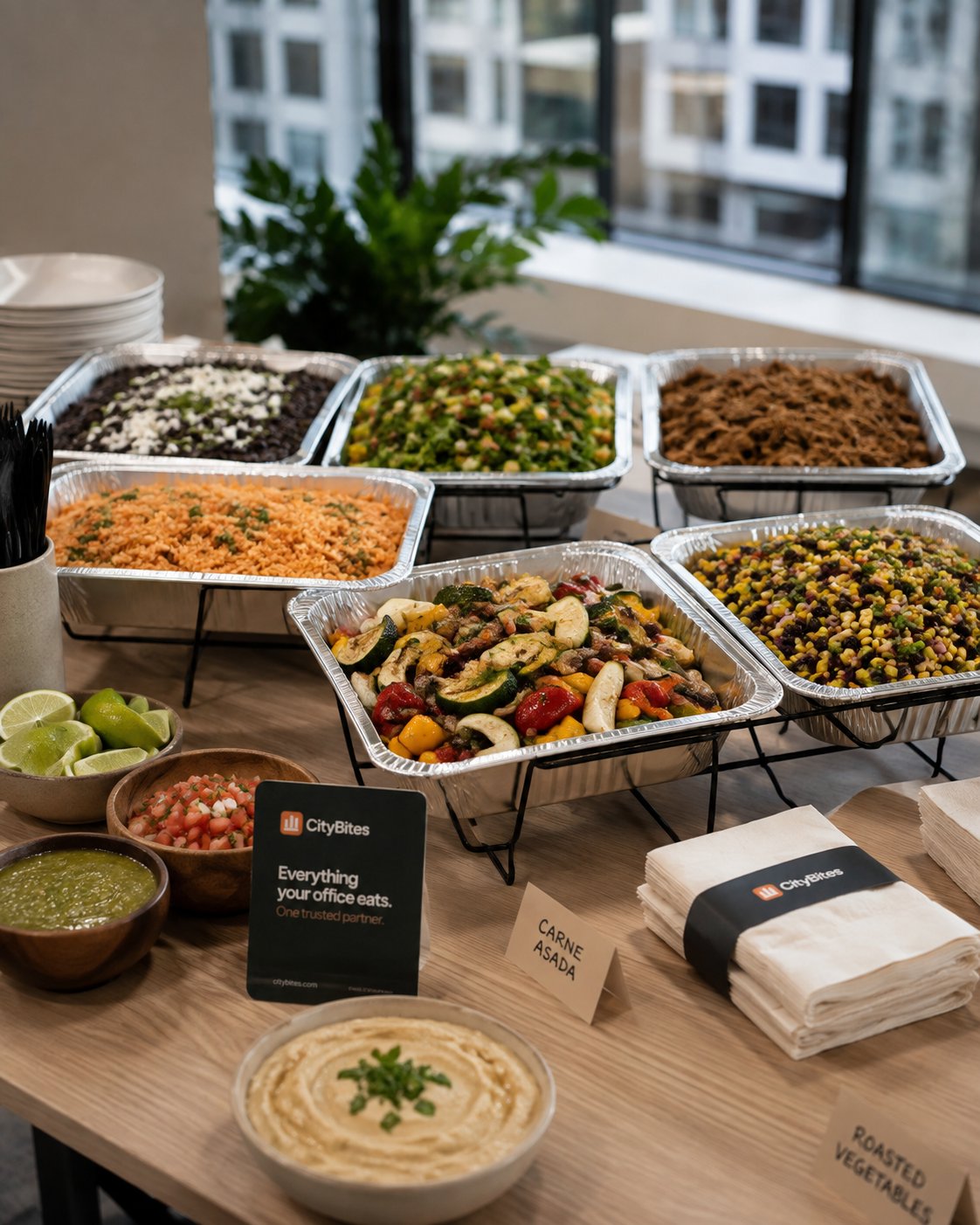 CityBites tray catering spread ready for an office team